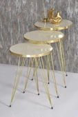 Zigon Sehpa Gold Krem Tel Ayak thumbnail 1