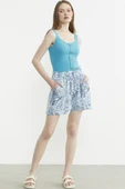 Fitilli Düğme Detaylı Basic Atlet - Turkuaz thumbnail 4