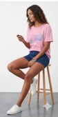Pembe Kadın Çiçek Baskılı T-shirt thumbnail 4