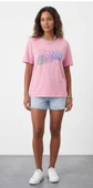 Pembe Kadın Çiçek Baskılı T-shirt thumbnail 3