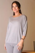 SIFIR YAKA BASIC GRİ KADIN TRİKO KAZAK 928-2K5 thumbnail 1