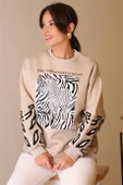 ZEBRA DESENLİ BEJ KADIN SWEATSHİRT  5591-2K5 thumbnail 4
