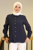UZUN KOLLU NAVY KADIN GÖMLEK  32207-2Y5 thumbnail 1