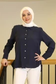 UZUN KOLLU NAVY KADIN GÖMLEK  32207-2Y5 thumbnail 2