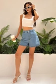 Kadın Regular Denim Mini Şort thumbnail 2