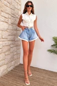 Kadın Regular Denim Mini Şort thumbnail 3