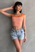 Beli Lastikli Pileli Duble Paça Denim Şort thumbnail 4