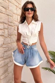 Kadın Regular Denim Mini Şort thumbnail 1