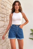 Kadın Denim Mini Şort thumbnail 1
