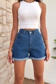 Kadın Denim Mini Şort thumbnail 2