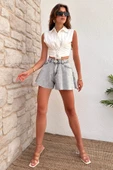Kadın Regular Denim Mini Şort thumbnail 4