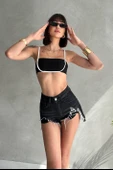 Yırtık Detaylı Denim Mini Şort thumbnail 4