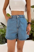 Kadın Regular Denim Mini Şort thumbnail 3