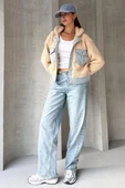 Suni Yünlü Denim Detaylı Ceket thumbnail 2