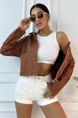 Kadın Regular Kontrast Denim Ceket thumbnail 9