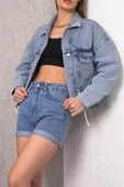 Kadın Oversize Bel Ayarlamalı Denim Ceket thumbnail 6