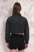 Kadın Taşlı Crop Denim Ceket thumbnail 7