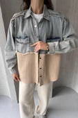 Yarı Eskitme Denim Detaylı Gömlek thumbnail 10
