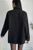 Kadın Oversize Taşlı Denim Siyah Ceket thumbnail 2