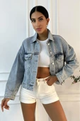 Kadın Oversize Denim Mavi Ceket thumbnail 1