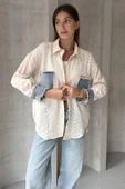 Denim Detaylı Garnili Gömlek thumbnail 4