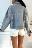 Kadın Oversize Denim Mavi Ceket thumbnail 12