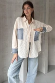 Denim Detaylı Garnili Gömlek thumbnail 5