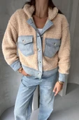 Suni Yünlü Denim Detaylı Ceket thumbnail 5