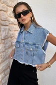 Kadın Püsküllü Denim Yelek thumbnail 2