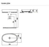 CREAVİT LP170 Loop Oval Çanak Lavabo 40x70 cm thumbnail 2