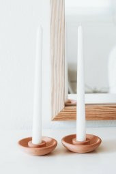 Tall Beton Terracotta 2li Şamdan Mumluk thumbnail 2