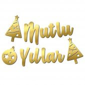Yılbaşı Kaligrafi Mutlu Yıllar Afiş Altın thumbnail 1