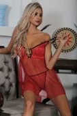 Kırmızı Şifon Gecelik - 659 thumbnail 5