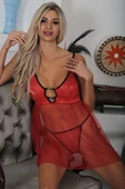 Kırmızı Şifon Gecelik - 659 thumbnail 2