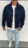 Basic Oversize Kot Ceket - Lacivert thumbnail 3