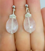 2261 Pembe Kuvars el yapımı küpe thumbnail 3