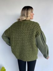 Kadın Örme Haki Triko Hırka thumbnail 5