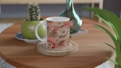 Pudra Bahçesi Çiçekli Rölyef Kupa Bardak thumbnail 4