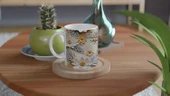 Pastel Zarafetinde Rölyef Çiçekli Kupa Bardak thumbnail 4