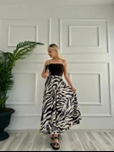 Kadın Zebra Desenli Etek Bej thumbnail 2