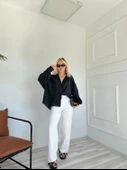 Kadın Oversize Gömlek Siyah thumbnail 4