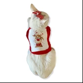 Cute Rudolph Kedi Tişörtü Noel thumbnail 4