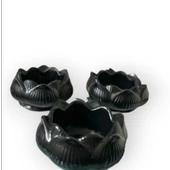 3 adet siyah Lotus mumluk thumbnail 1