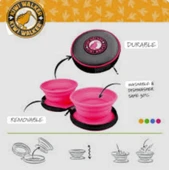 Kıng bowl 2'li katlanılabilir mama kabı pembe thumbnail 2