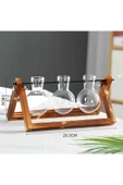 Hidroponik Bitki Vazosu Vintage Ahşap Stand thumbnail 3