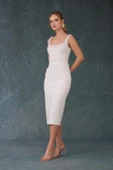ELBİSE KREP İNCİLİ MİDİ thumbnail 2