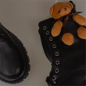 Trend Adımlar Siyah Cute Bear Kız Çocuk Postal Bot thumbnail 6