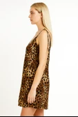 Sarı Gri Yazlık Mini Leopar Elbise thumbnail 2