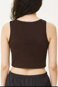 Sıfır Kol Crop Tişört (Bordo) thumbnail 2