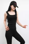 Moda Çizgi Triko Atlet Siyah thumbnail 1